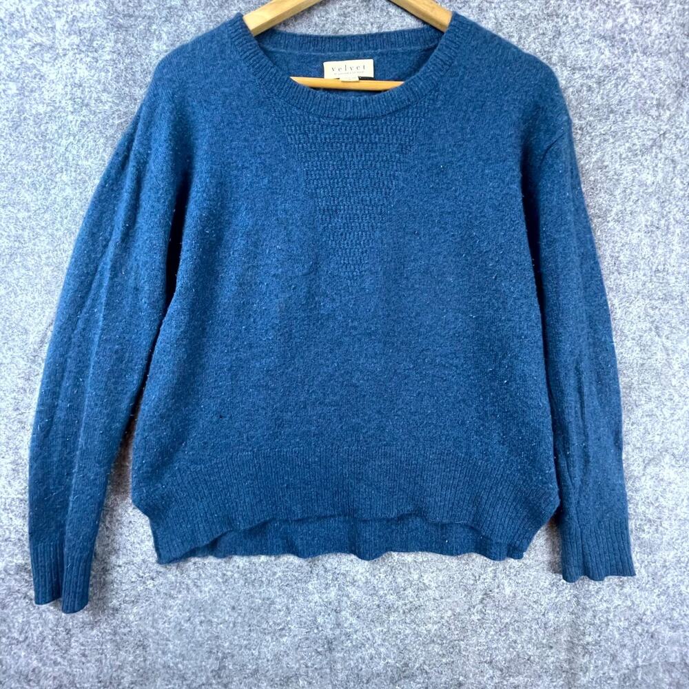 Velvet By Graham & Spencer Sweater Womens Small Blue 100% Cashmere Long Sleeve‎